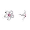 Image 2 : 1.67 ctw Round Mixed Pink Sapphires And Round Brilliant Cut Diamond Earrings - 1