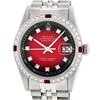 Image 2 : Rolex Mens Stainless Steel Red Vignette Diamond & Ruby Datejust Wristwatch