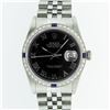 Image 2 : Rolex Mens Stainless Steel Black Roman Diamond & Sapphire Datejust Wristwatch
