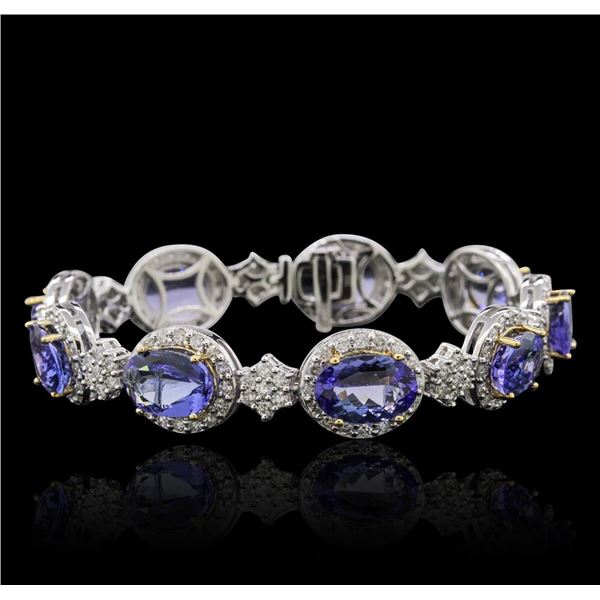 14KT Two-Tone Gold 25.74 ctw Tanzanite and Diamond Bracelet