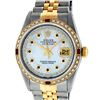 Rolex Mens 2 Tone Mother Of Pearl String Diamond & Ruby Datejust Wristwatch
