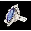 2.29 ctw Tanzanite and Diamond Ring - 14KT White Gold