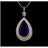 18KT White Gold GIA Certified 69.66 ctw Tanzanite and Diamond Pendant With Chain