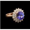 Image 1 : 4.78 ctw Tanzanite and Diamond Ring - 14KT Rose Gold