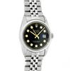 Image 2 : Rolex Mens Stainless Steel 36MM Black Diamond Datejust Wristwatch