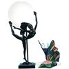 Image 1 : Lot Of 2 Small Deco Style Contemporary Lamps:  Butterfl