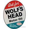 Image 1 : Wolf's Head Motor Oil Oval Tin Sign - 22" x 18"