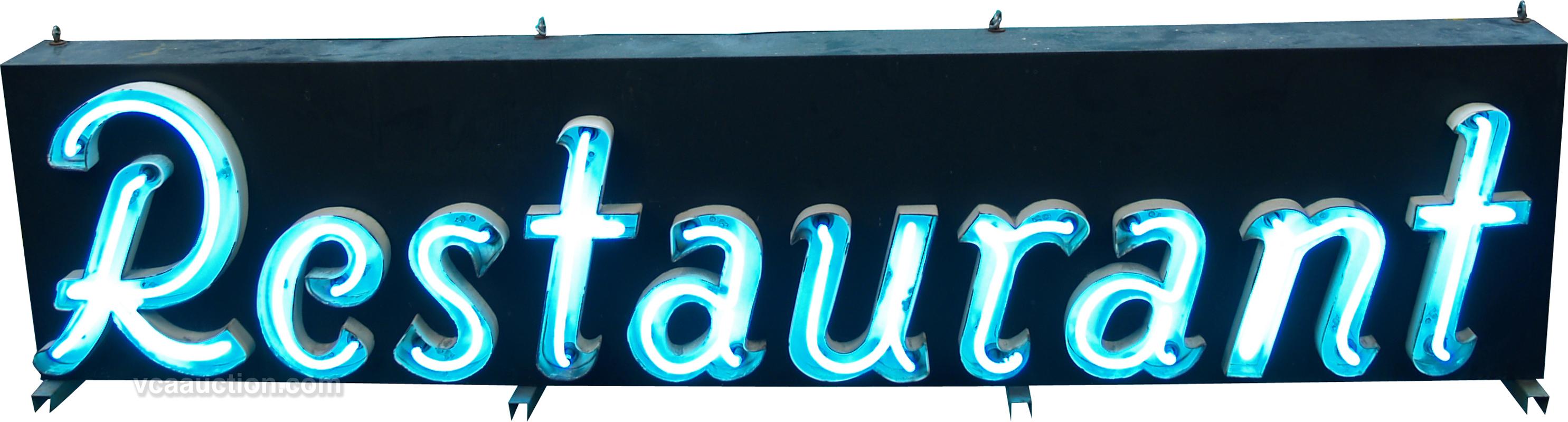 Large Outdoor Neon Sign "Restaurant" White