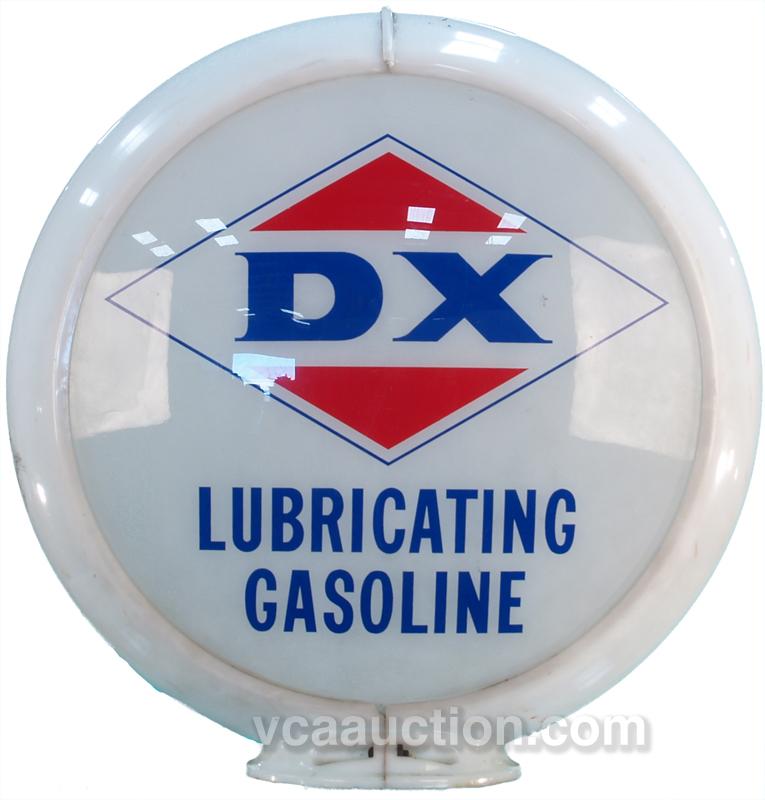Original DX Gasoline Gas Pump Double Sided Globe w/ Gla