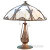 Image 1 : Table Top Lamp w/ Decorative Milk Glass Shade - 23" Tal