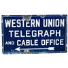 Image 1 : Western Union Telegraph & Cable Porcelain Sign w/ Arrow