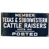Image 1 : Texas Cattle Raisers Porcelain Sign - 20" x 10"