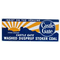 Castle Gate Washed Duspruf Stoker Coal Porcelain Sign C