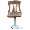 Image 1 : Oak Seat Swivel Chair w/ Porcelain Pedestal Base