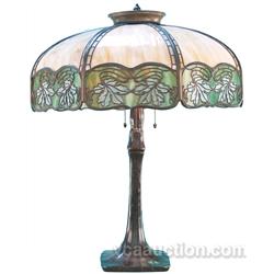 Handel Table Top Lamp w/ Art Glass & Overlay Shade - 24