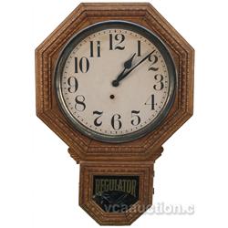 Oak Regulator Clock w/ Key C. 1910 - Restored