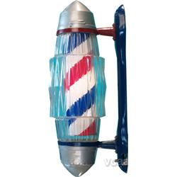 Art Deco-Style Barber Pole w/ Geometric Glass Cylinder,