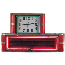 Red Neon Clock - 37  x 23  Tall, Neon Works