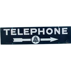 Bell System "Telephone" w/ Arrow Double Sided Porcelain