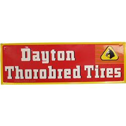 Dayton Thorobred Tires Embossed Self Framed Tin Sign C.