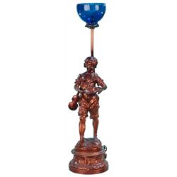 Gas Cigar Figural Lamp (Boy w/ Pan Of Coins) - 23" Tall