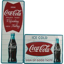 Lot Of 3 N.O.S. Coca Cola Tin Signs:  Coca Cola Flange