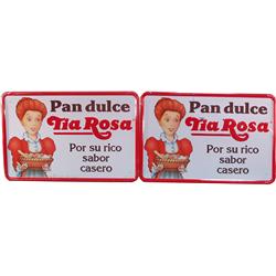 Lot Of 2 Embossed Tin Tia Rosa Bread Signs - Each 23" x