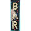 Image 2 : Outdoor Lighted Neon Porcelain Sign "Bar" w/ Red Musica