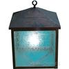 Image 1 : Large Square Hanging Lamp All Copper w/ Glue Chip Glass