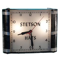 Stetson Hats Square Deco-Style Lighted Clock, Works - 1