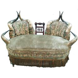 Victorian Horn Settee, Original Upholstery San Francisc