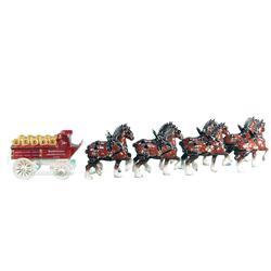 9 Piece Set Ceramic Budweiser Horses & Wagon (New)