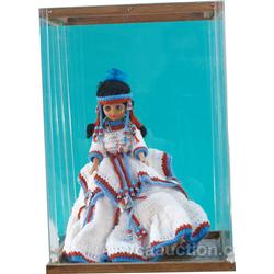 Hand Made Sioux Indian Maden Doll w/ Display Case - 16"