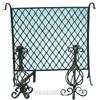 Image 1 : Lot Of 3 Items:  Fireplace Screen & Pair Of Wrought Iro