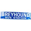 Image 1 : Greyhound Bus Station Embossed Tin Sign, Blue w/ White