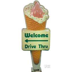 Lighted Figural 3-D TCBY Cone Shaped Sign "Welcome Dri