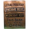 Image 1 : Brass Bank Holiday Sign, Change Holiday By Hand To Deno