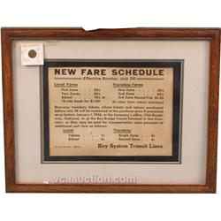 Key System Transit Lines Cardboard Sign New Fare Schedu