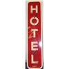 Image 2 : Large Outdoor Porcelain & Neon Sign "Hotel" Red w/ Crea