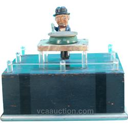 Automaton C. 1940's Bank Display Of A Man Pounding