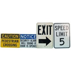 Lot Of 4 Metal Traffic Signs:  Caution Pedestrian Cross