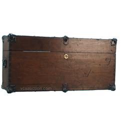 1800's Original Finish Dovetail Wood Tool Chest w/ Fabu