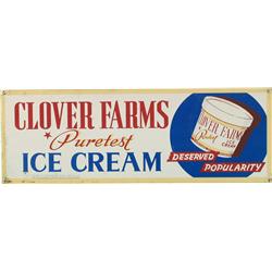 Clover Farms Ice Cream Tin Sign - 20" x 7"