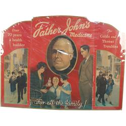 Large Father John's Medicine Cardboard Advertisement -