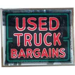 Light Up Sign Reverse Glass "Used Truck Bargains" N.O.S