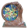 Image 1 : Lamp w/ Woman Holding Circular Stained Glass (Flowers)