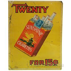 Sunshine Cigarettes Embossed Tin Sign - 14" x 18"