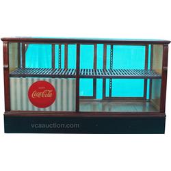 Large Beveled Glass Top Floor Showcase w/ Coca Cola Dec