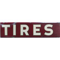 "Tires" Chevron Service Station Porcelain Sign, Maroon