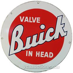 Buick Valve In Head Porcelain Sign - 20" Diam.